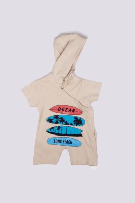 Baby Boy Rompers with Hoodie and Surfboard Printed Kidexs 1026-60019 Бежевый 