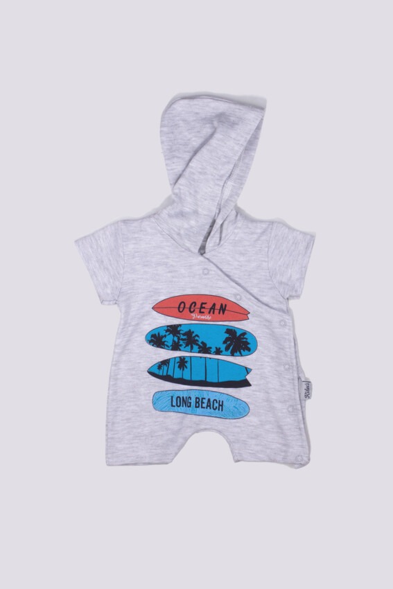 Baby Boy Rompers with Hoodie and Surfboard Printed Kidexs 1026-60019 - 1