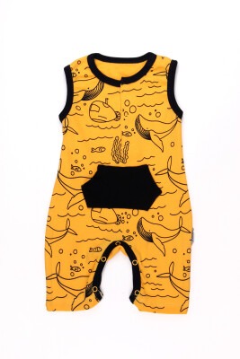 Baby Boy Rompers with Whale 0-9M Kidexs 1026-60031 Mustard