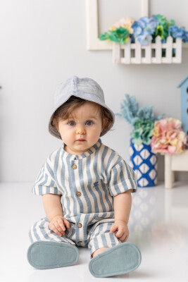 Baby Boy Short Sleeve Muslin Jumpsuit 3-24M Mininio 2062-251M1LBT47 - Mininio