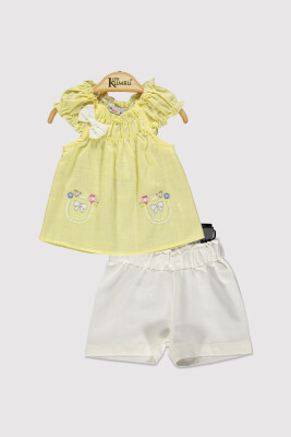 Baby Girl Bow Embroidered Set 6-18M Kumru Bebe 1075-4260 Yellow