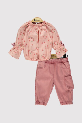 Baby Girl Bowknot Trouser Suit 6-18M Kumru Bebe 1075-4295 Salmon Color 