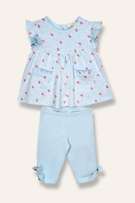 Baby Girl Coral Patterned Tights Blouse Set 3-48M Mininio 2062-251M2LBT71M - Mininio