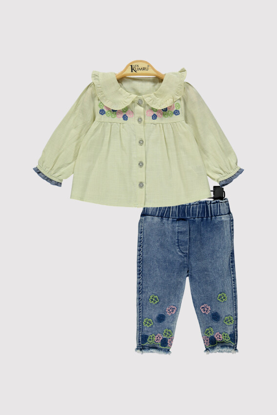 Baby Girl Daisy Printed Shirt Set 6-18M Kumru Bebe 1075-4202 - 4