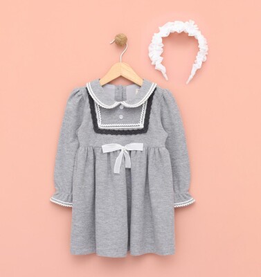 Baby Girl Dress with a Crown 9-24M Lilax 1049-6556 Gray