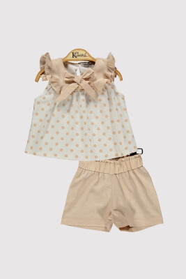 Baby Girl Printed Bow Set 6-18M Kumru Bebe 1075-4389 Beige