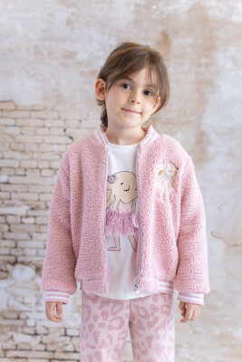 Baby Girl Rabbit Embroidered Plush Coat 9-48M Mininio 2062-252M2TVS22 - 1