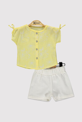 Baby Girl Rose Printed Shirt 6-18M Kumru Bebe 1075-4211 Yellow Batik 