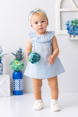 Baby Girl Ruffle Collared Baggy Dress 6-48M Mininio 2062-251M2LBT34 Light Blue