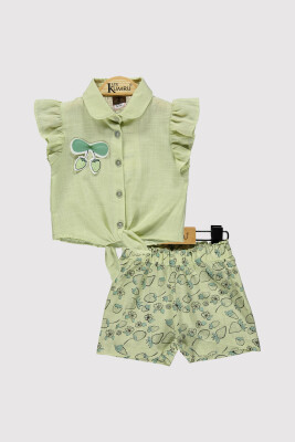 Baby Girl Strawberry Printed Shorts Set 6-18M Kumru Bebe 1075-4255 Mint Green 