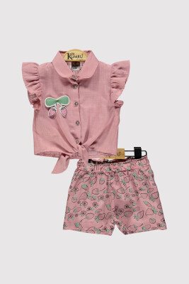 Baby Girl Strawberry Printed Shorts Set 6-18M Kumru Bebe 1075-4255 Dusty Rose