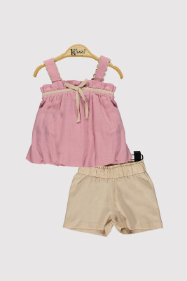 Baby Girl Suspender Embroidered Set 6-18M Kumru Bebe 1075-4390 Dusty Rose