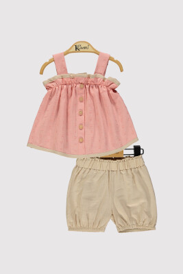 Baby Girl Suspender Set 6-18M Kumru Bebe 1075-4392 Salmon Color 