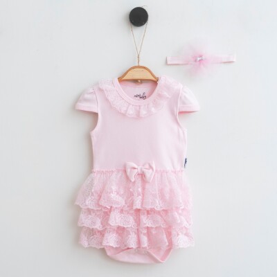 Baby Girl Three Rows Bodysuit Dress 0-12M Miniborn 2019-2222 Pink