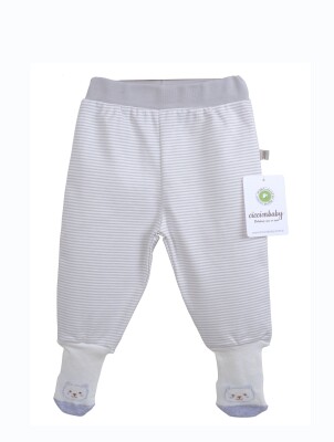 Baby Unisex Pants with Socks and Striped 6-12M Ciccimbaby 1043-4647-1 - 1
