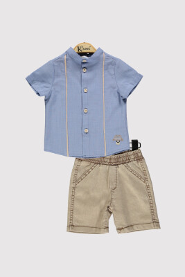 Bear Embroidered Shirt Set 6-18 M Kumru Bebe 1075-4367 Indigo