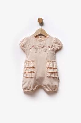 Bird Embroidered Ruffle Detail Short Sleeve Jumpsuit 3-6M Flexi Baby 2063-236591 - Flexi Baby