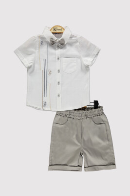 Boy Bicycle Embroidered Shirt Set 2-5 Years Kumru Bebe 1075-4368 White