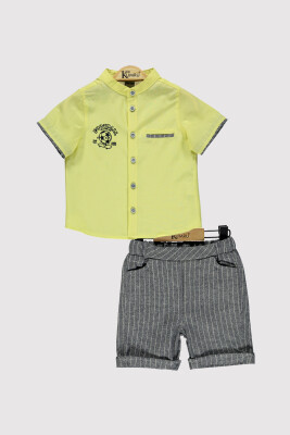 Boy Champion Embroidered Shirt Set 2-5Y Kumru Bebe 1075-4299 Yellow