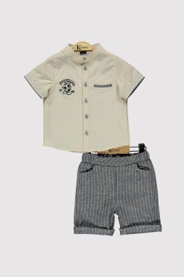 Boy Champion Embroidered Shirt Set 2-5Y Kumru Bebe 1075-4299 Beige