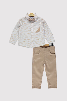 Boy Fish Printed Shirt Set 2-5Y Kumru Bebe 1075-4312 White