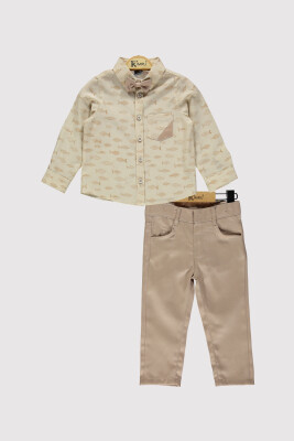 Boy Fish Printed Shirt Set 2-5Y Kumru Bebe 1075-4312 Beige