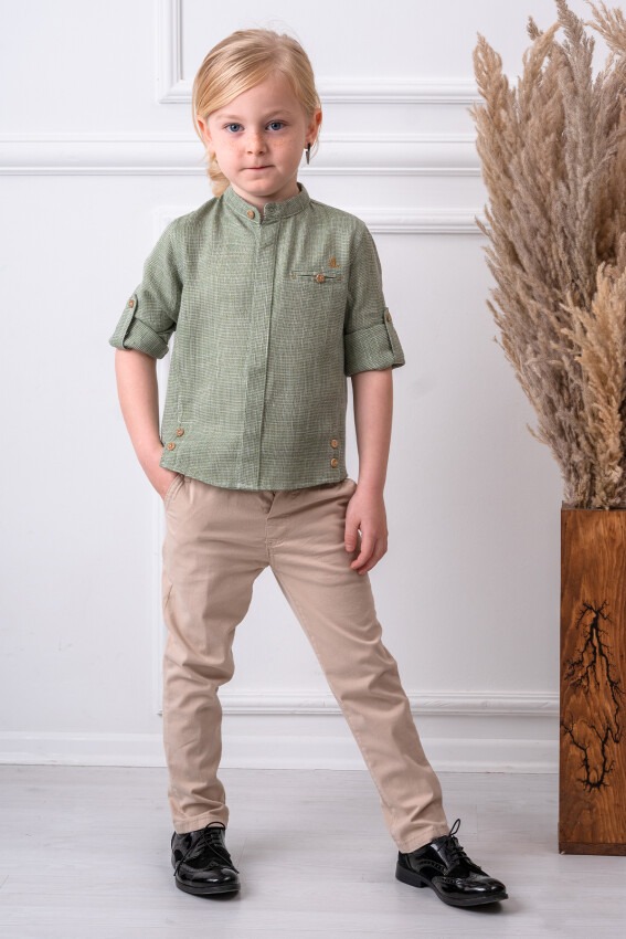 Boy Shirt Set With Pants 1-4Y Lemon 1015-9652 - 1