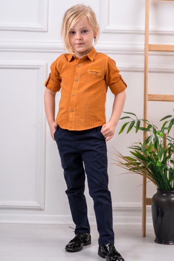 Boy Shirt Set With Pants 1-4Y Lemon 1015-9702 - 1