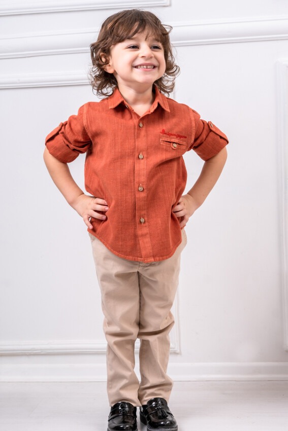 Boy Shirt Set With Pants 1-4Y Lemon 1015-9702 - 2