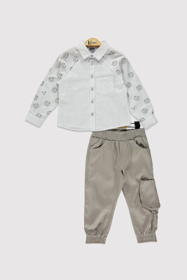 Boy Sleeve Lion Printed Set 2-5Y Kumru Bebe 1075-4290 White