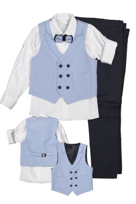Boy Sport Smokin Set with 6 Button Vest 1-4Y Messy 1037-5703 Light Blue