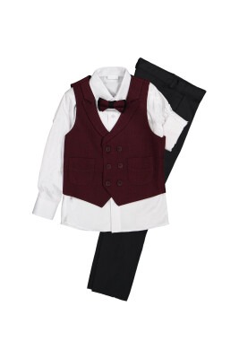 Boy Sport Smokin Set with 6 Button Vest 1-4Y Messy 1037-5703 Claret Red
