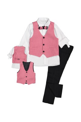Boy Sport Suit Set with 3 Button Vest 1-4Y Terry 1036-5500-1 Dusty Rose