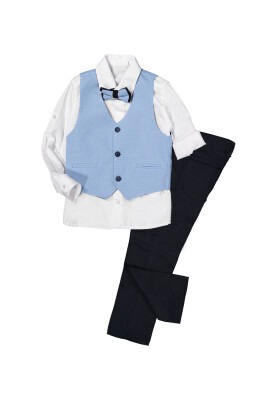 Boy Sport Suit Set with 3 Button Vest 1-4Y Terry 1036-5500-1 Light Blue