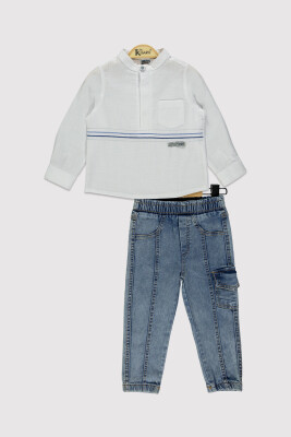 Boy Striped Denim Set 2-5Y Kumru Bebe 1075-4278 White