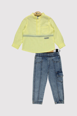 Boy Striped Denim Set 2-5Y Kumru Bebe 1075-4278 Yellow