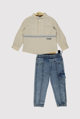 Boy Striped Denim Set 2-5Y Kumru Bebe 1075-4278 Beige