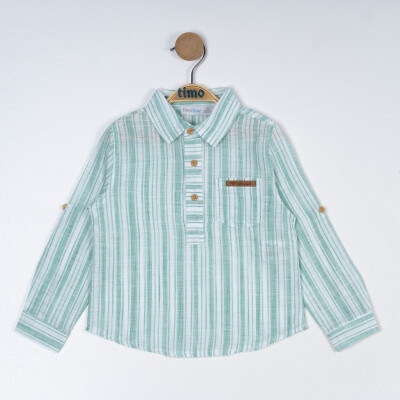 Boy Striped Shirt 6-9Y Timo 1018-TE5DÜ012257653 Green