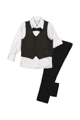Boy Suit Set with 3 Button Vest 9-12Y Terry 1036-5502-1 Khaki