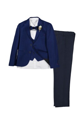 Boy Suit Set with Armure Vest and Jacket 1-4Y Messy 1037-9288-1 Saxe