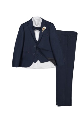 Boy Suit Set with Armure Vest and Jacket 9-12Y Messy 1037-9290-1 Темно-синий