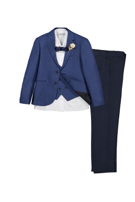 Boy Suit Set with Armure Vest and Jacket 9-12Y Messy 1037-9290-1 Indigo