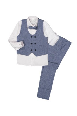 Boy Suit Set with Cationic Vest 5-8Y Terry 1036-5507-2 Индиговый 