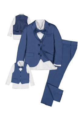 Boy Suit Set with Poliviscose Jacket and Vest 5-8Y Terry 1036-5607 - 2
