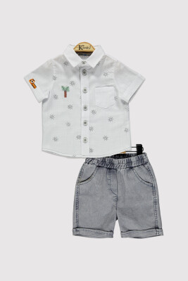 Boy Tree Embroidered Shirt Set 2-5Y Kumru Bebe 1075-4284 White