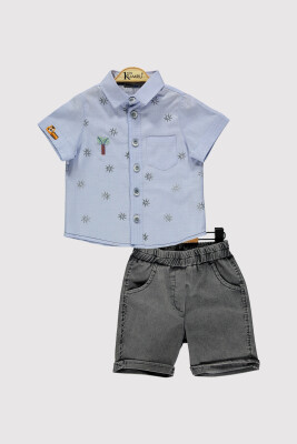 Boy Tree Embroidered Shirt Set 2-5Y Kumru Bebe 1075-4284 - Kumru Bebe