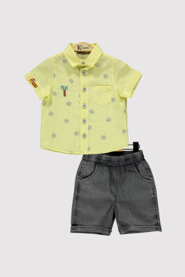 Boy Tree Embroidered Shirt Set 2-5Y Kumru Bebe 1075-4284 Yellow