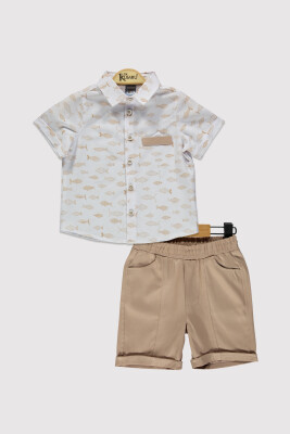 Boys Fish Shorts Set 2-5Y Kumru Bebe 1075-4292 White