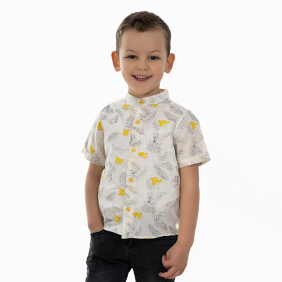 Boy's Mandarin Collar Palm Tree Shirt 2-5Y Timo 1018-TE5DÜ012255562 - Timo