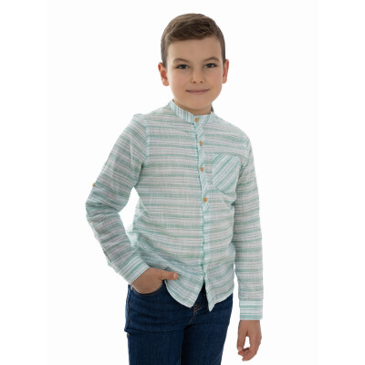 Boy's Mandarin Collar Shirt 6-9Y Timo 1018-TE5DÜ012244223 - Timo